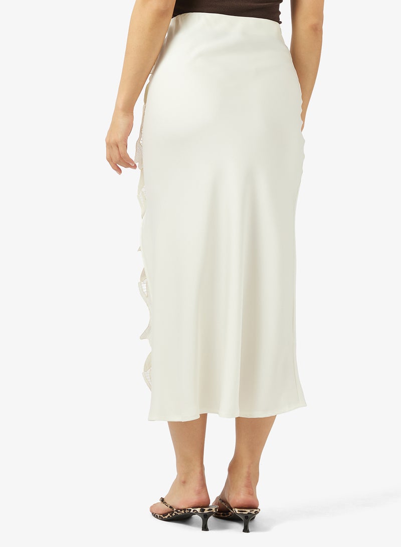 Ginger Satin Lace Detail A Line Skirt - Image 3